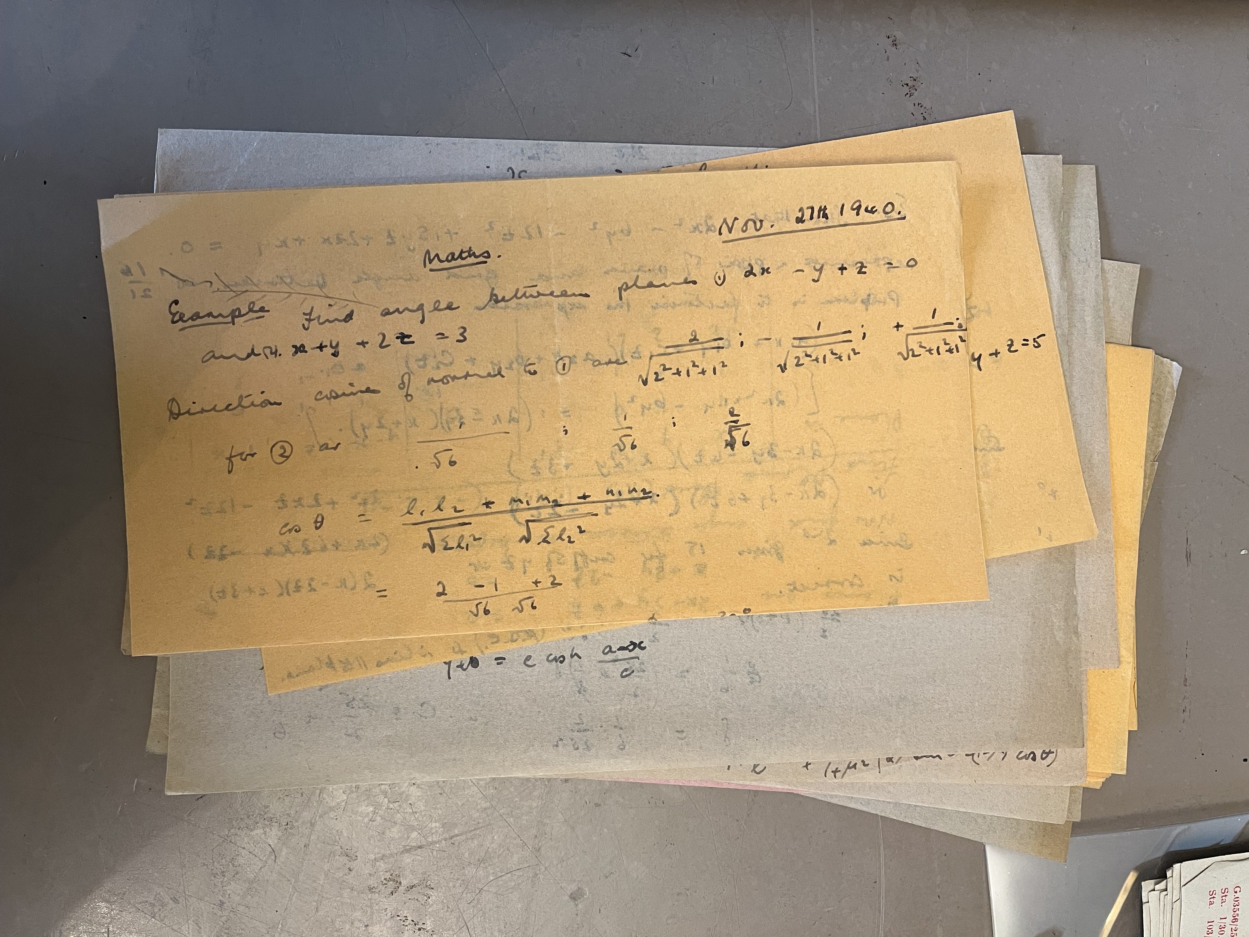 Vintage handwritten documents from the 1940s